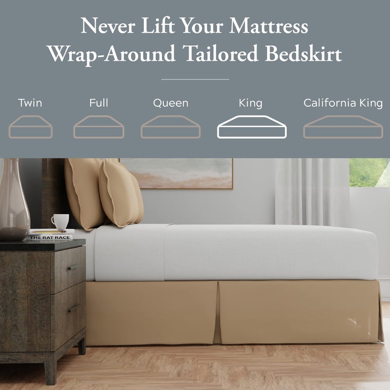 Bed Maker's Bed Makerâ€™s Never Lift Your Mattress Bed Skirt, Designed for Box Spring Beds, Split Corners, 14 Inch Drop Length, King, Mocha - Image 2